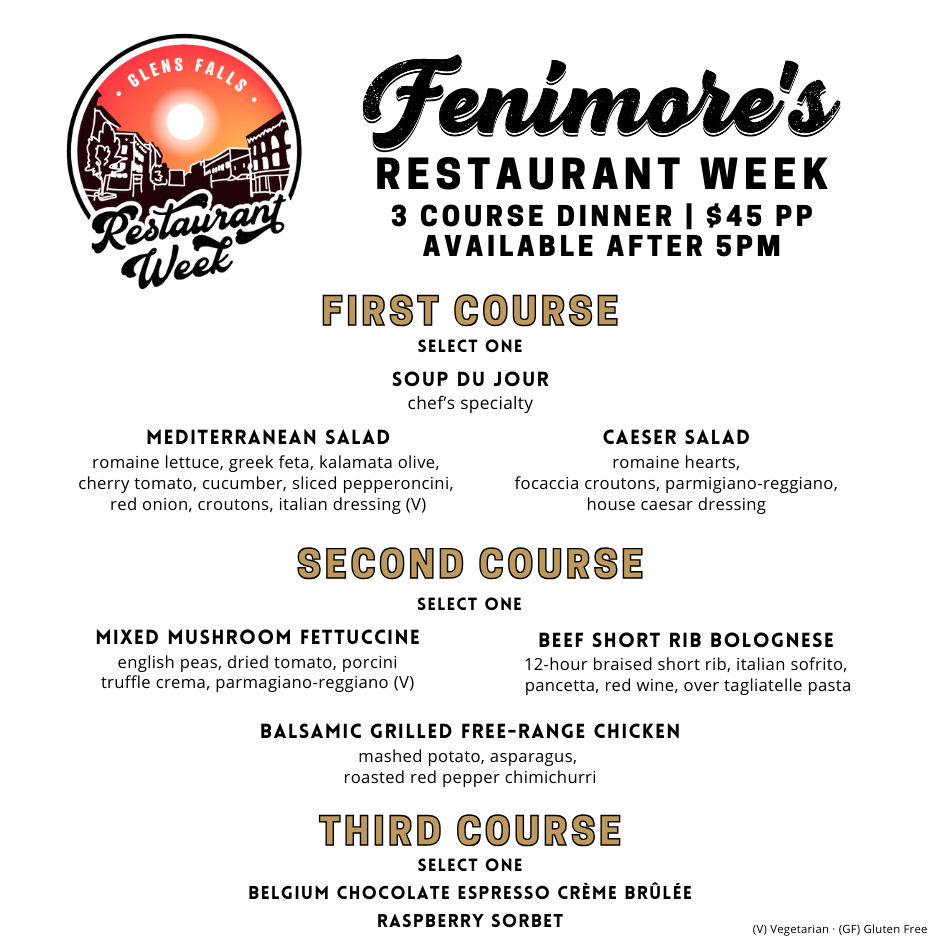 Mar Glens Falls Restaurant Week Sunday Mar Until