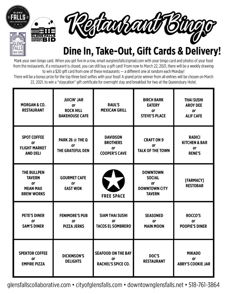 Play Restaurant Bingo! | Glens Falls Collaborative